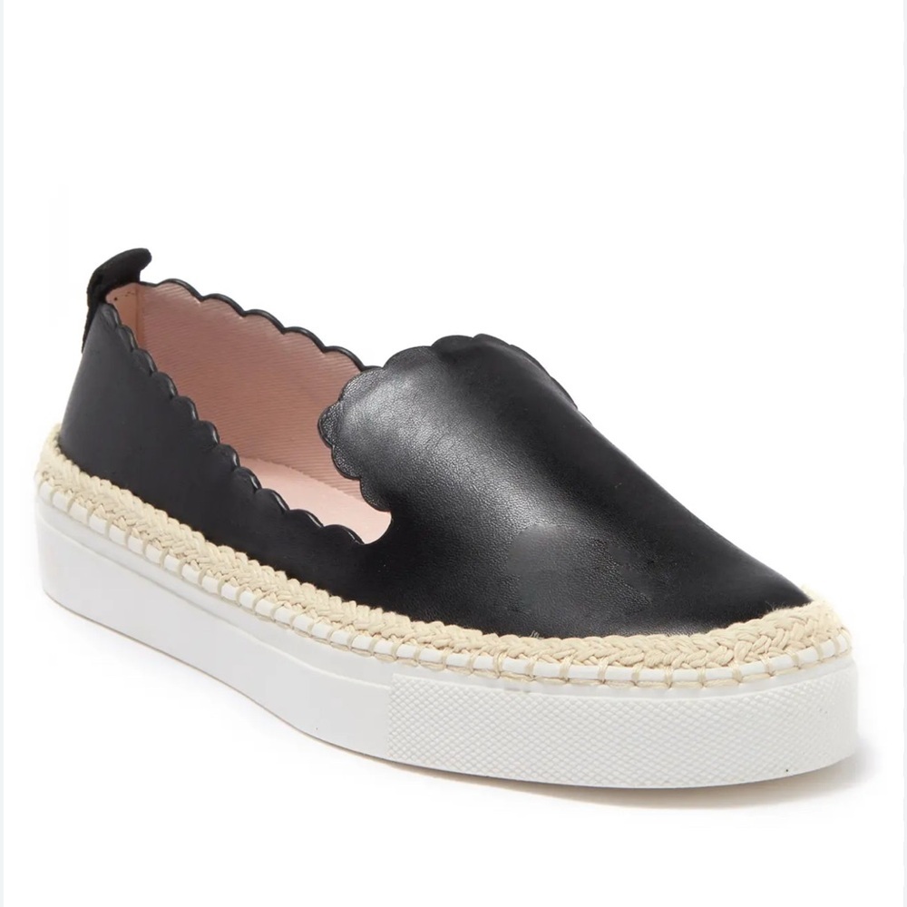 Kate Spade Loren Black Scalloped Slip-On Espadrille Sneakers
